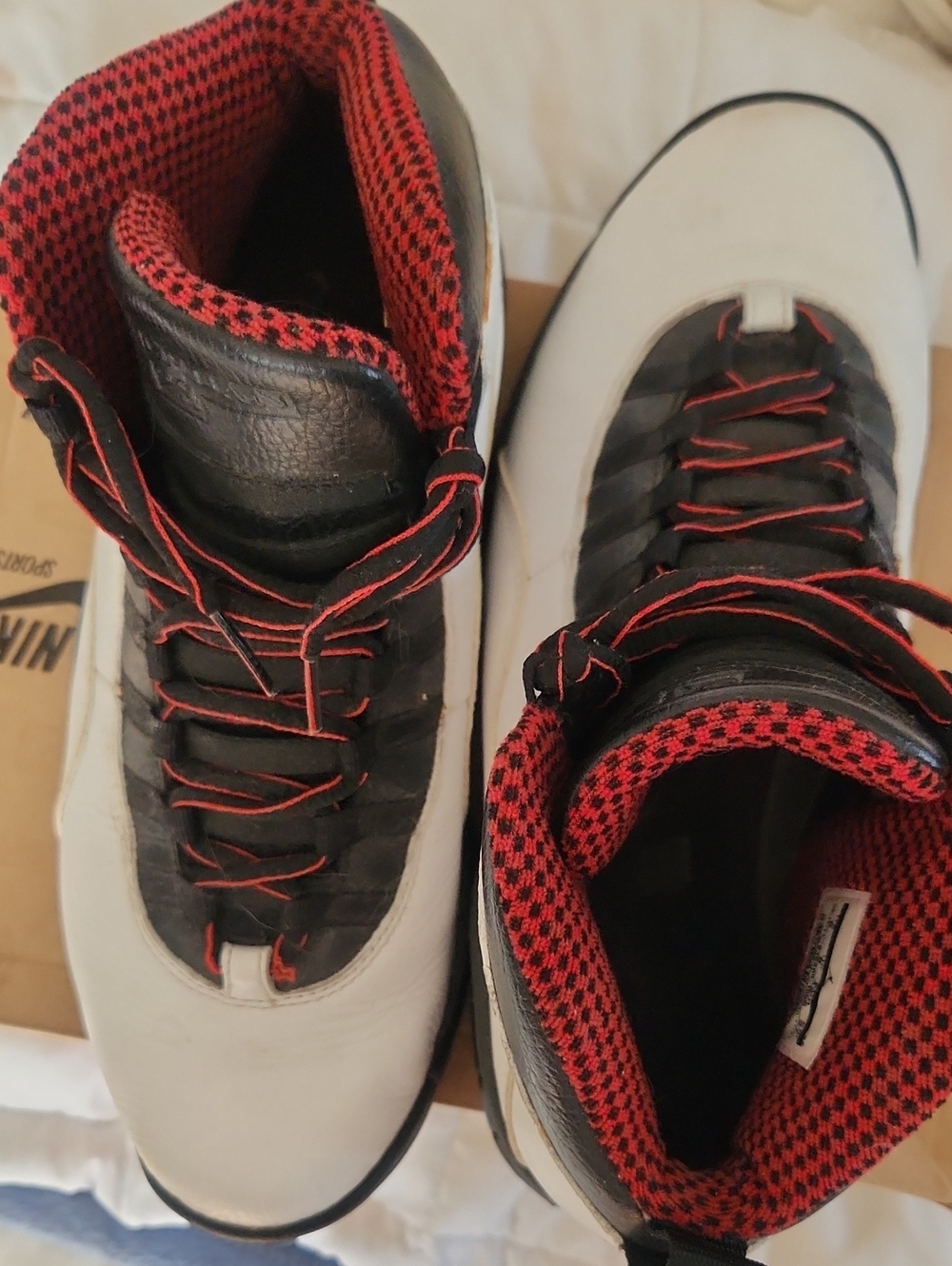 Air Jordan White and Black High-Tops with Red Interior
